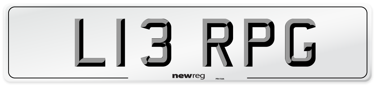 L13 RPG Number Plate from New Reg